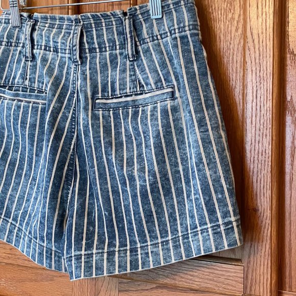 American Eagle Womens Size 2 Striped Denim Shorts Hi Rise Pockets Comfy Stretch - Picture 8 of 12